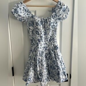 Hollister White Dress with Blue Floral Print